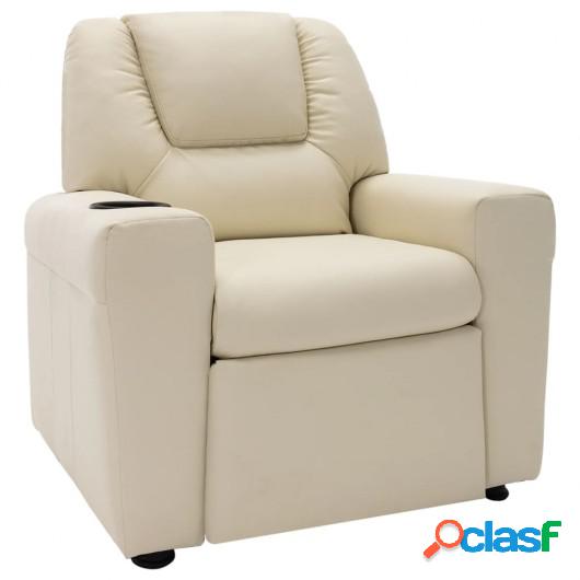 Sillón reclinable de piel sintética blanco crema