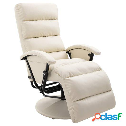 Sillón reclinable para TV de cuero sintético color crema