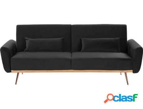 Sofá Cama Eina (Negro - Terciopelo -81x210x86 cm)