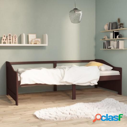 Sofá cama 3 plazas madera maciza pino marrón oscuro 90x200