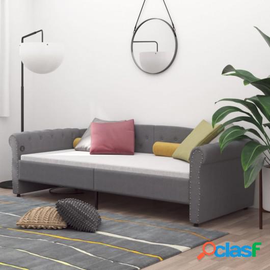 Sofá cama USB de tela gris claro 90x200 cm