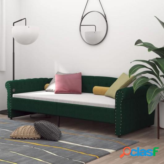 Sofá cama USB de tela verde oscuro 90x200 cm