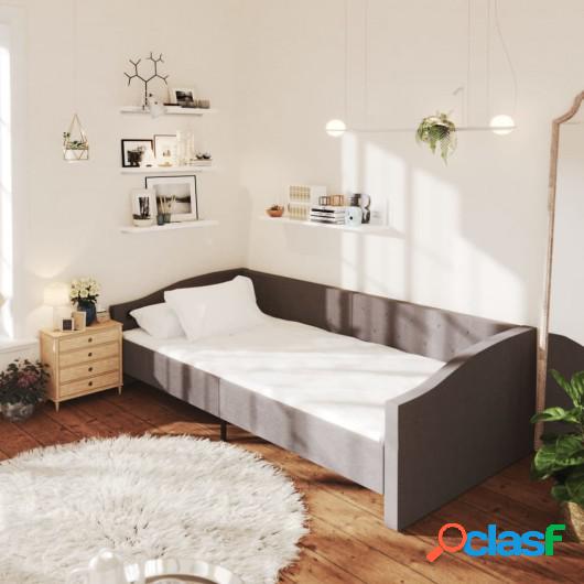 Sofá cama con colchón USB de tela gris oscuro 90x200 cm