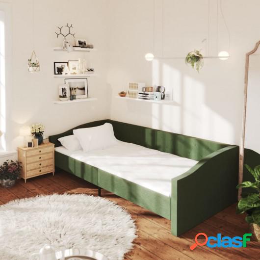 Sofá cama con colchón USB de tela verde oscuro 90x200 cm