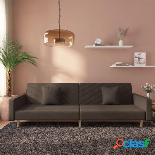 Sofá cama de 2 plazas con dos almohadas tela marrón oscuro