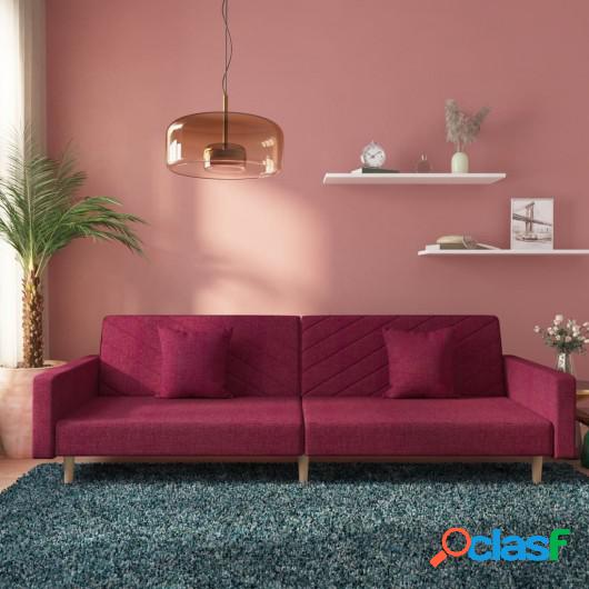 Sofá cama de 2 plazas con dos almohadas tela morado