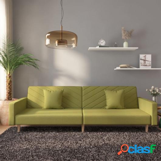 Sofá cama de 2 plazas con dos almohadas tela verde
