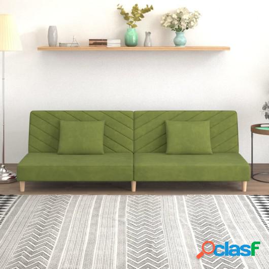 Sofá cama de 2 plazas con dos almohadas terciopelo verde
