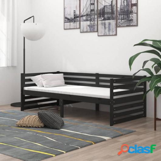 Sofá cama de madera maciza de pino negro 90x200 cm