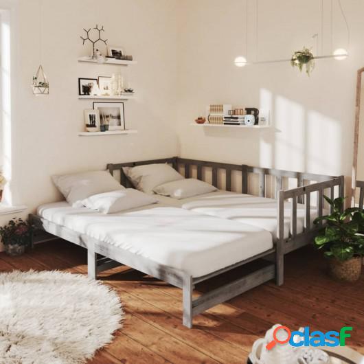 Sofá cama extraíble madera maciza de pino gris 2x(90x200)