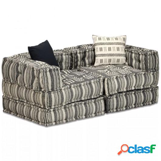 Sofá cama modular de 2 plazas de tela a rayas