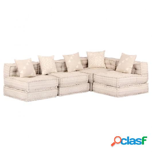 Sofá cama modular de 4 plazas de tela beige