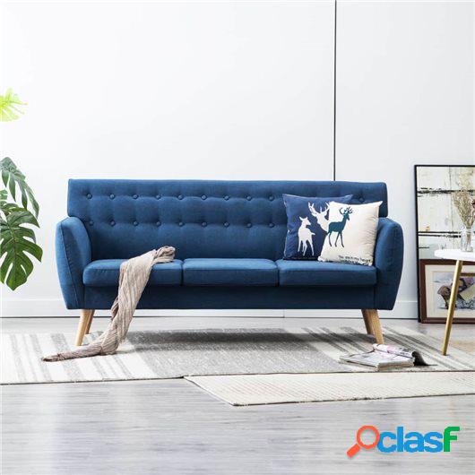Sofá de 3 plazas tapizado de tela 172x70x82 cm azul