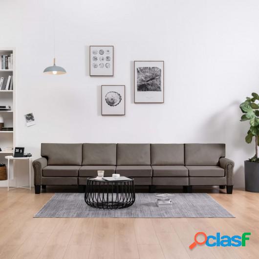 Sofá de 5 plazas de tela color gris topo