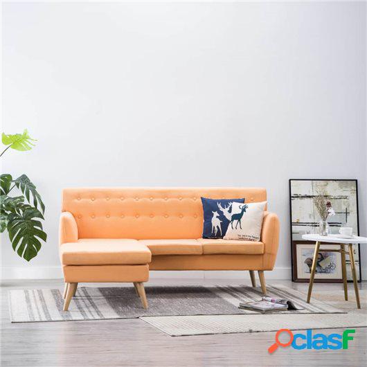 Sofá en forma de L tapizado de tela naranja 171,5x138x81,5