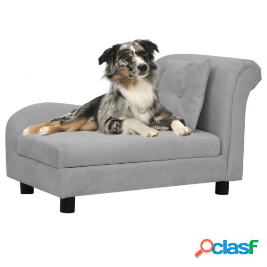 Sofá para perros con almohada gris felpa 83x44x44 cm
