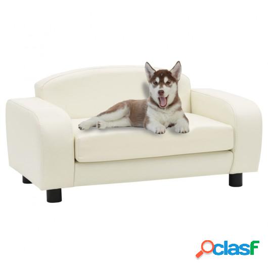 Sofá para perros cuero sintético blanco crema 80x50x40 cm