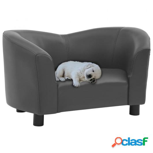 Sofá para perros cuero sintético gris 67x41x39 cm