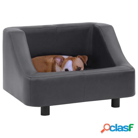 Sofá para perros cuero sintético gris 67x52x40 cm