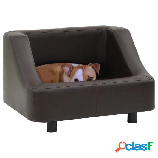 Sofá para perros cuero sintético marrón 67x52x40 cm