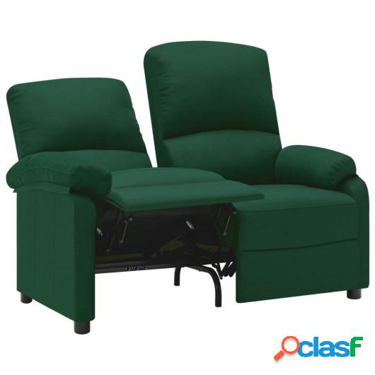 Sofá reclinable de 2 plazas de tela verde oscuro