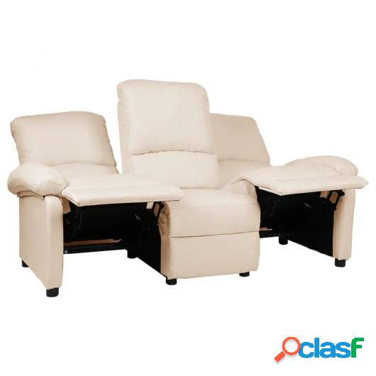 Sofá reclinable de 3 plazas de tela crema