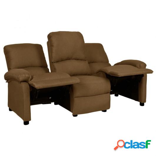 Sofá reclinable de 3 plazas de tela marrón