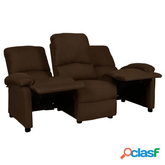 Sofá reclinable de 3 plazas de tela marrón oscuro