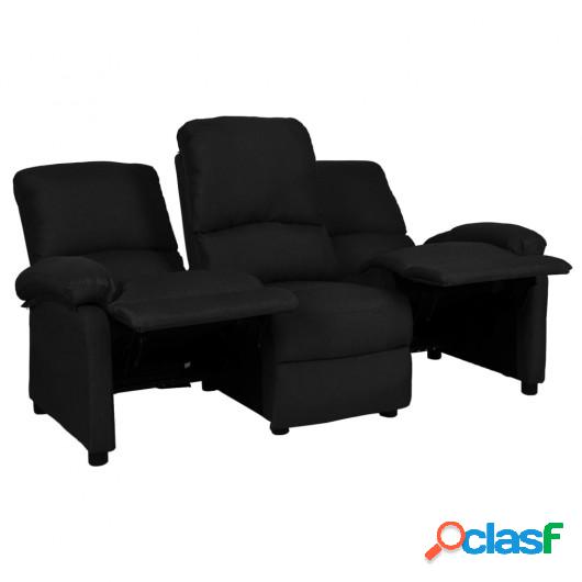 Sofá reclinable de 3 plazas de tela negro