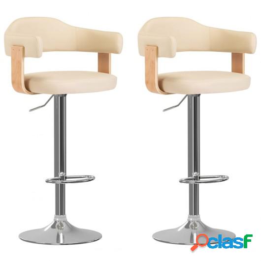 Taburetes de cocina 2 uds cuero sintético madera curvada