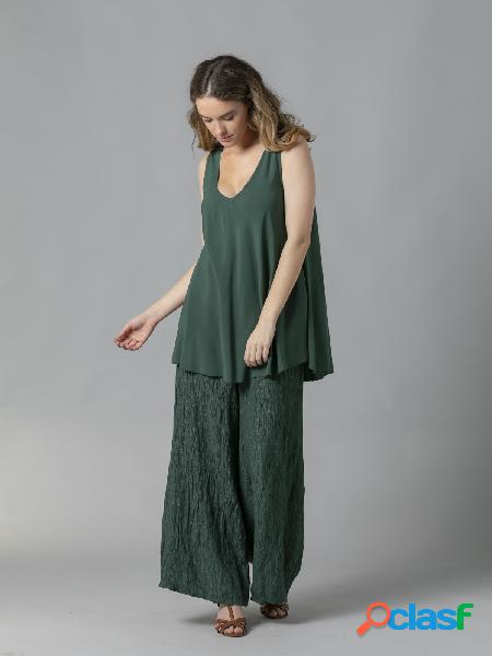 Top fluido escote en pico Verde
