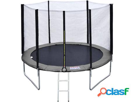 Trampolín BENEFFITO Saltar Gris y Rosa (305 cm - Acero)