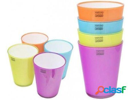 Vaso HOGAR Y MÁS Plástico Duro Reutilizable Opalino Set