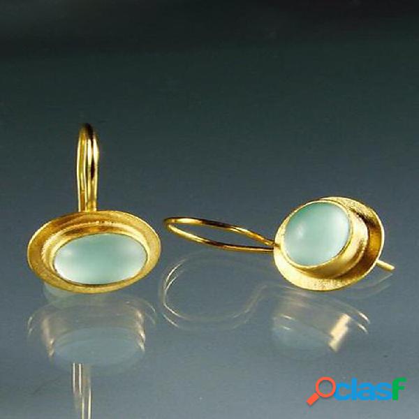 Vintage Gem con incrustaciones Mujer Pendientes Piedra lunar