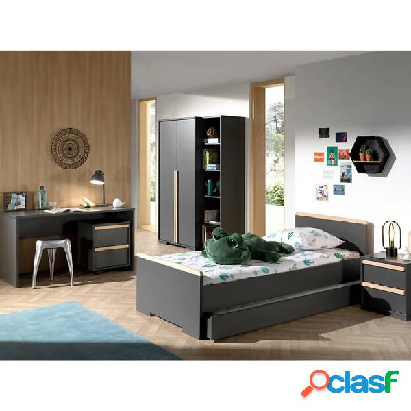 Vipack Mesita de noche con ruedas London 2 cajones madera