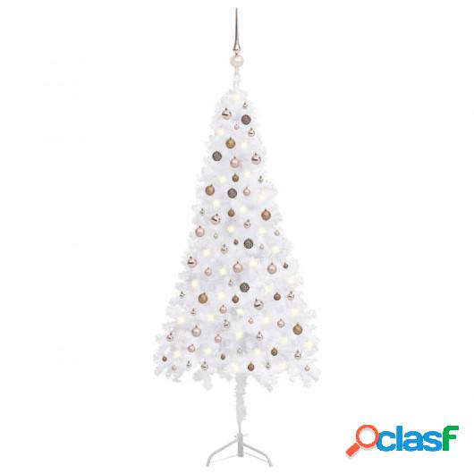 Árbol Navidad artificial esquina LED y bolas PVC blanco 240