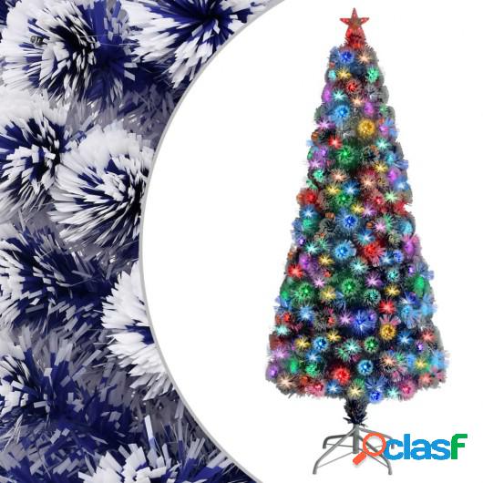 Árbol de Navidad artificial LED fibra óptica blanco azul