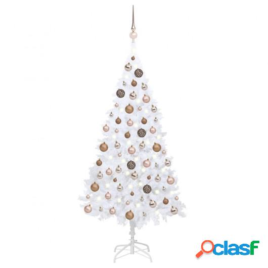 Árbol de Navidad artificial con LED y bolas PVC blanco 150