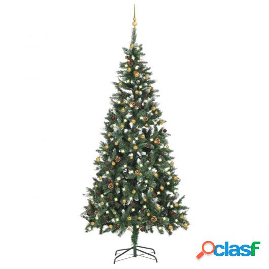 Árbol de Navidad artificial con LEDs y bolas 210 cm