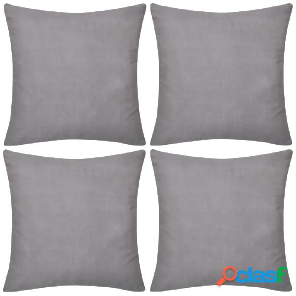 vidaXL 4 fundas grises para cojines de algodón, 80 x 80 cm