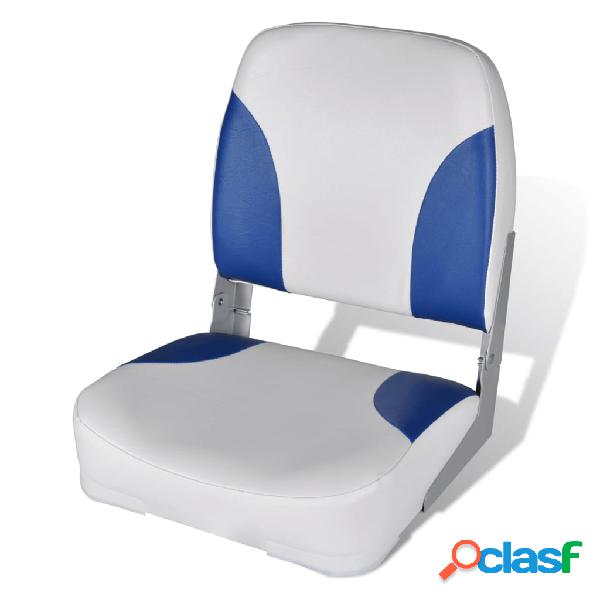 vidaXL Asiento de barco respaldo plegable cojín azul blanco
