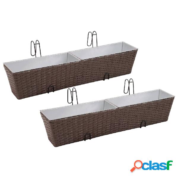 vidaXL Balcón Maceta Jardinera De Ratán Trapecio Set De 2