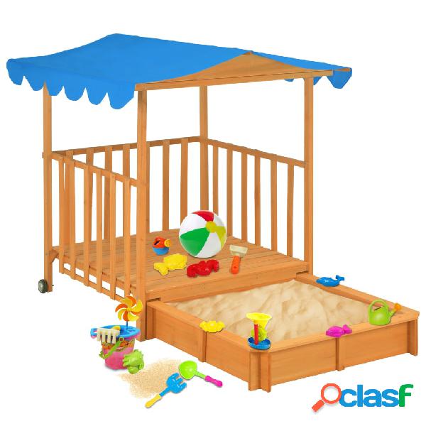vidaXL Casa de juegos para niños con arenero madera abeto