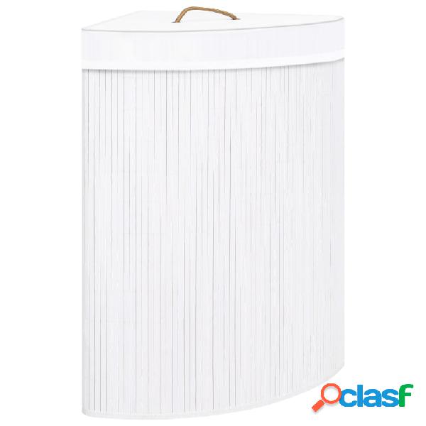 vidaXL Cesto de la ropa sucia de esquina bambú blanco 60 L