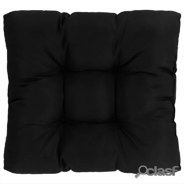 vidaXL Cojín de asiento de jardín de tela negro 50x50x10