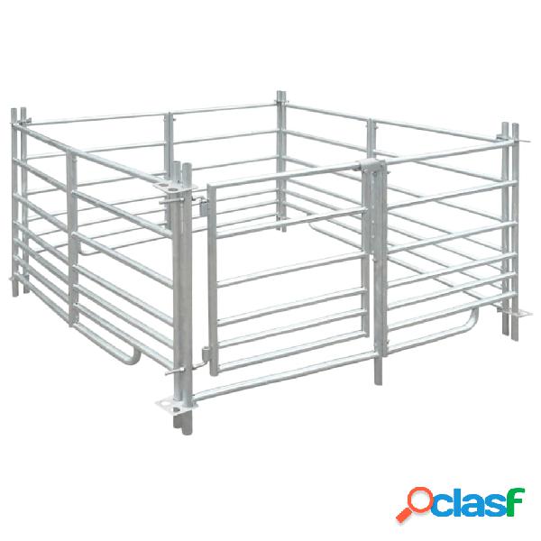 vidaXL Corral para ovejas de 4 paneles acero galvanizado