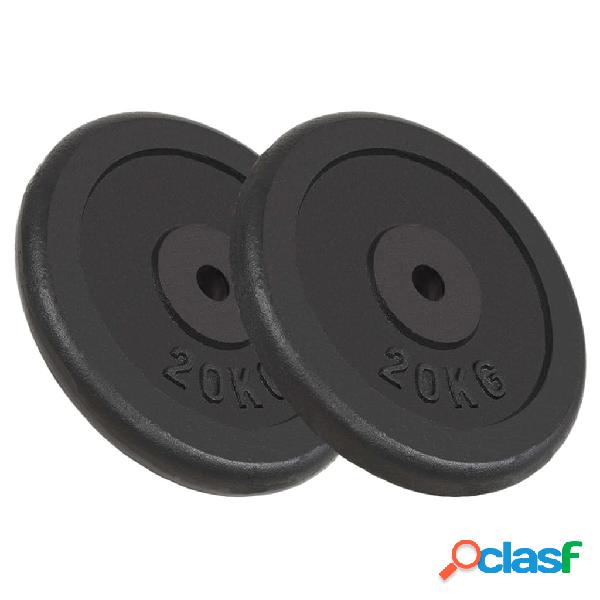 vidaXL Discos de pesas hierro fundido 2 unidades 2x20 kg