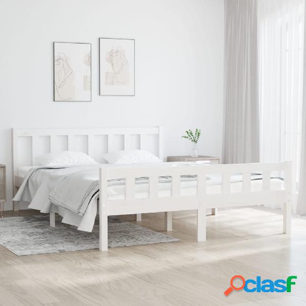 vidaXL Estructura cama doble pequeña madera maciza blanco