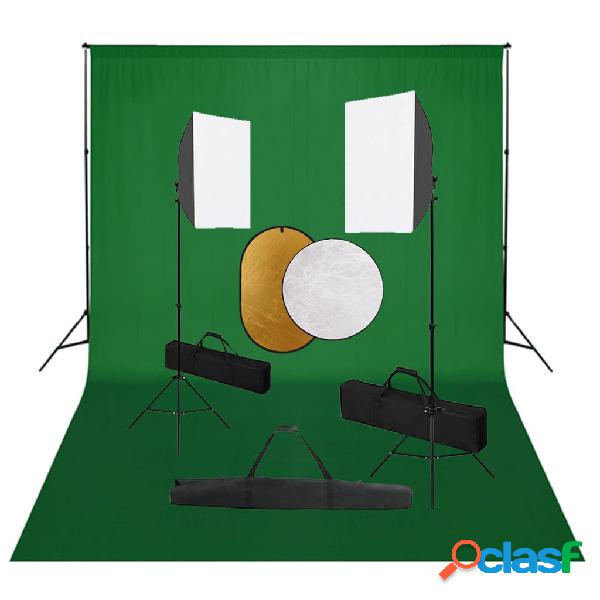 vidaXL Kit de estudio fotográfico con luces softbox, fondo