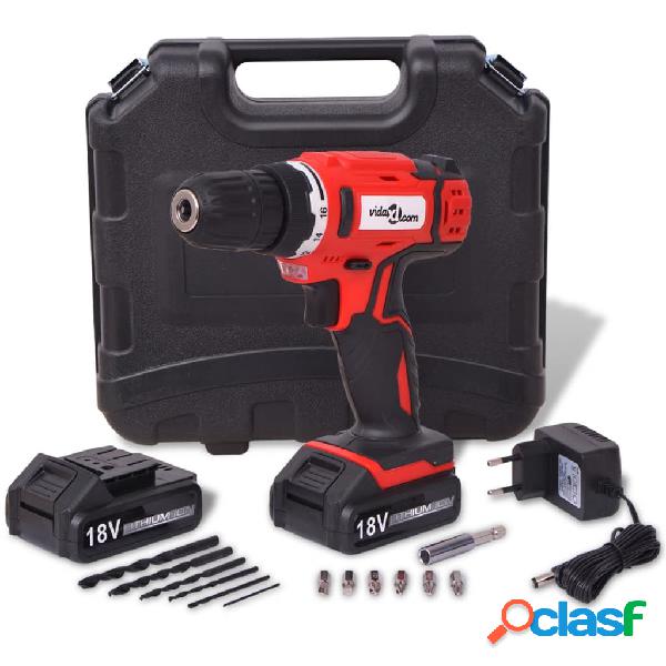 vidaXL Kit de taladro inalambrico con baterías Li-ion 18 V